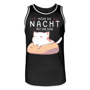 Möge die Nacht mit dir sein - Schlafshirt Katze - Männer Basketball-Trikot - Schwarz/Weiß - Vorne - AI Model Male 185 dark (185cm)