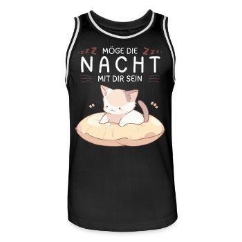 Möge die Nacht mit dir sein - Schlafshirt Katze - Männer Basketball-Trikot - Schwarz/Weiß - Vorne - AI Model Male 185 dark (185cm)