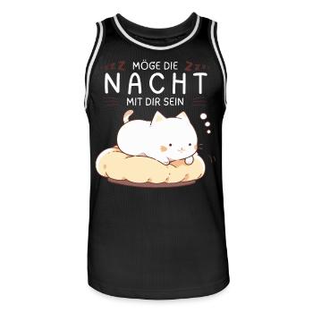 Möge die Nacht mit dir sein - Schlafshirt Katze - Männer Basketball-Trikot - Schwarz/Weiß - Vorne - AI Model Male 185 dark (185cm)