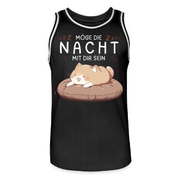Möge die Nacht mit dir sein - Schlafshirt Katze - Männer Basketball-Trikot - Schwarz/Weiß - Vorne - AI Model Male 185 dark (185cm)