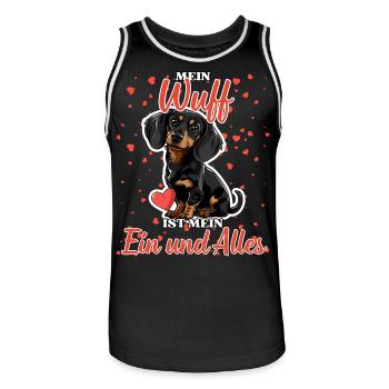 Mein Wuff ist mein Ein und Alles - Dackel Liebe - Männer Basketball-Trikot - Schwarz/Weiß - Vorne - AI Model Male 185 dark (185cm)