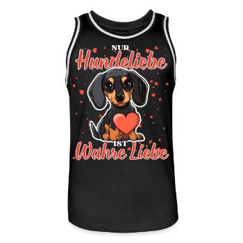 Hundeliebe Wahre Liebe - Lustige Dackel Liebe - Männer Basketball-Trikot - Schwarz/Weiß - Vorne - AI Model Male 185 dark (185cm)
