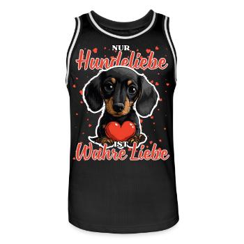 Hundeliebe Wahre Liebe - Lustige Dackel Liebe - Männer Basketball-Trikot - Schwarz/Weiß - Vorne - AI Model Male 185 dark (185cm)