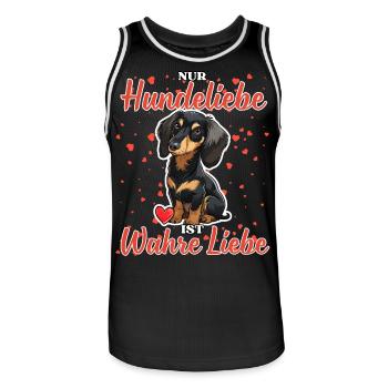 Hundeliebe Wahre Liebe - Lustige Dackel Liebe - Männer Basketball-Trikot - Schwarz/Weiß - Vorne - AI Model Male 185 dark (185cm)