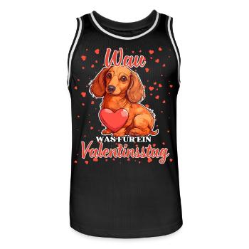 Wau Was für ein Valentinstag Lustiger Dackel Liebe - Männer Basketball-Trikot - Schwarz/Weiß - Vorne - AI Model Male 185 dark (185cm)