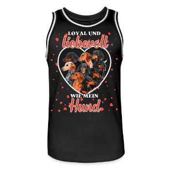Loyal und liebevoll Hund - Lustiger Dackel Liebe - Männer Basketball-Trikot - Schwarz/Weiß - Vorne - AI Model Male 185 dark (185cm)