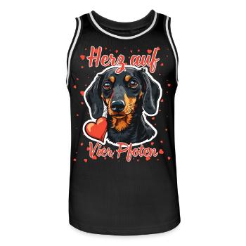 Herz auf vier Pfoten - Lustige Dackel Liebe - Männer Basketball-Trikot - Schwarz/Weiß - Vorne - AI Model Male 185 dark (185cm)