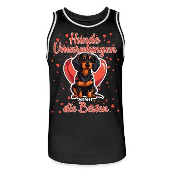 Hunde Umarmungen sind die Besten - Dackel Liebe - Männer Basketball-Trikot - Schwarz/Weiß - Vorne - AI Model Male 185 dark (185cm)