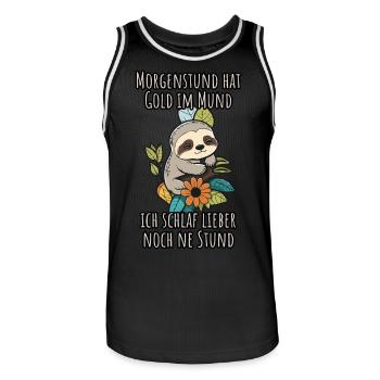 Ich schlaf weiter - Faultier Schlafshirt Damen - Männer Basketball-Trikot - Schwarz/Weiß - Vorne - AI Model Male 185 dark (185cm)