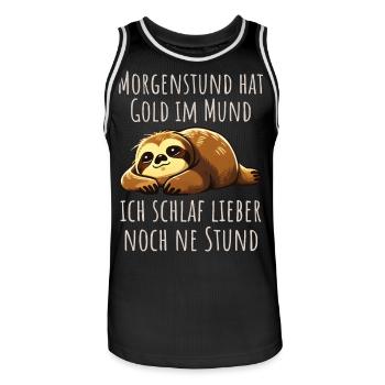 Ich schlaf weiter - Faultier Schlafshirt Damen - Männer Basketball-Trikot - Schwarz/Weiß - Vorne - AI Model Male 185 dark (185cm)