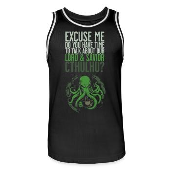 Lord & Savior Cthulhu Kult Lovecraft Necronomicon - Männer Basketball-Trikot - Schwarz/Weiß - Vorne - AI Model Male 185 dark (185cm)