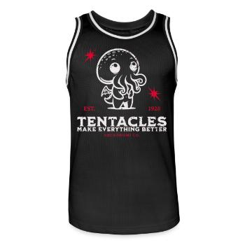Tantakel Süßer Cthulhu Kult Lovecraft Necronomicon - Männer Basketball-Trikot - Schwarz/Weiß - Vorne - AI Model Male 185 dark (185cm)