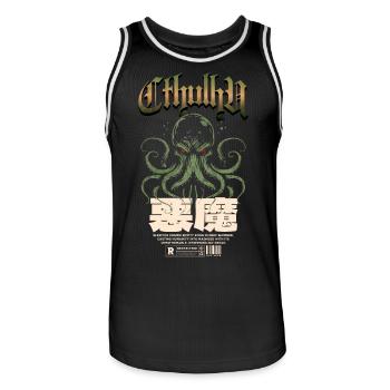 Japonais - Cthulhu Cult Lovecraft Necronomicon - Maillot de basket Homme - noir/blanc - Devant - AI Model Male 185 dark (185cm)
