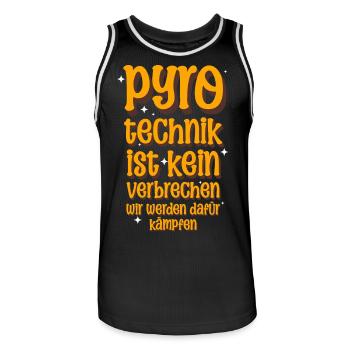Pyrotechnics are not a crime - Meme Spruch - Men's Basketball Jersey - black/white - Front - AI Model Male 185 dark (185cm)