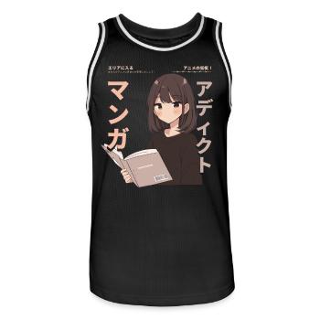 Manga Addicted - Kawaii Anime Girl Fashion Punk - Männer Basketball-Trikot - Schwarz/Weiß - Vorne - AI Model Male 185 dark (185cm)
