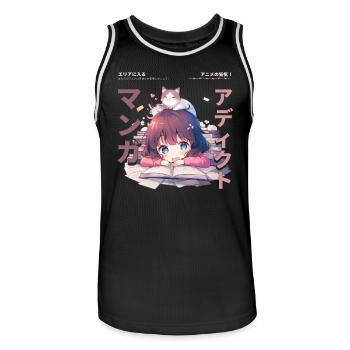 Manga Addicted - Kawaii Anime Girl Fashion Punk - Männer Basketball-Trikot - Schwarz/Weiß - Vorne - AI Model Male 185 dark (185cm)