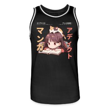 Manga Addicted - Kawaii Anime Girl Fashion Punk - Männer Basketball-Trikot - Schwarz/Weiß - Vorne - AI Model Male 185 dark (185cm)