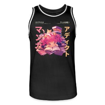 Manga Addicted - Kawaii Anime Girl Fashion Punk - Männer Basketball-Trikot - Schwarz/Weiß - Vorne - AI Model Male 185 dark (185cm)