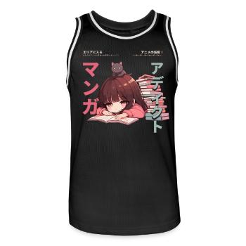 Manga Addicted - Kawaii Anime Girl Fashion Punk - Männer Basketball-Trikot - Schwarz/Weiß - Vorne - AI Model Male 185 dark (185cm)