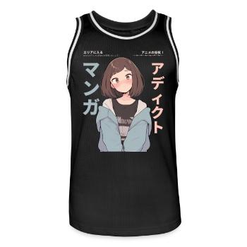 Manga Addicted - Kawaii Anime Girl Fashion Punk - Männer Basketball-Trikot - Schwarz/Weiß - Vorne - AI Model Male 185 dark (185cm)