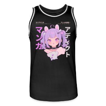 Manga Addicted - Kawaii Anime Girl Fashion Punk - Männer Basketball-Trikot - Schwarz/Weiß - Vorne - AI Model Male 185 dark (185cm)