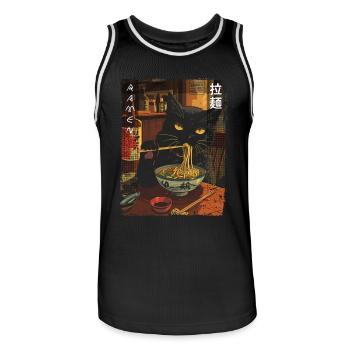 Aesthetic Anime Fan Japanese Black Cat - Men's Basketball Jersey - black/white - Front - AI Model Male 185 dark (185cm)
