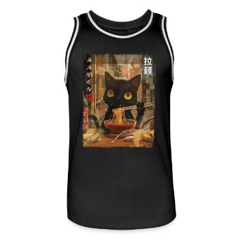 Kawaii Cat Ramen Vintage Anime Fan Design - Maillot de basket Homme - noir/blanc - Devant - AI Model Male 185 dark (185cm)