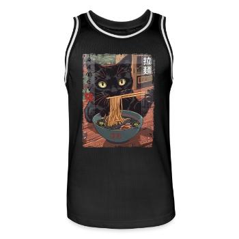 Aesthetic Ramen Katzen Vintage Kawaii Japanisch - Männer Basketball-Trikot - Schwarz/Weiß - Vorne - AI Model Male 185 dark (185cm)