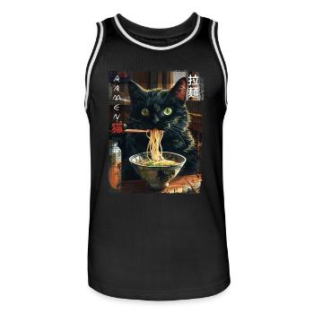 Kawaii Cat Ramen Vintage Anime Fan Design - Maillot de basket Homme - noir/blanc - Devant - AI Model Male 185 dark (185cm)