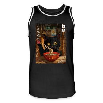 Aesthetic Ramen Katzen Vintage Kawaii Japanisch - Männer Basketball-Trikot - Schwarz/Weiß - Vorne - AI Model Male 185 dark (185cm)