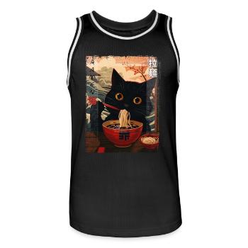 Aesthetic Ramen Katzen Vintage Kawaii Japanisch - Männer Basketball-Trikot - Schwarz/Weiß - Vorne - AI Model Male 185 dark (185cm)