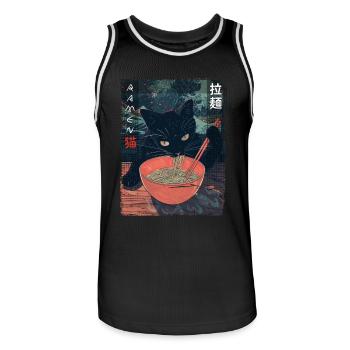 Anime Fan Ramen Cat Streetwear Style Esthétique - Maillot de basket Homme - noir/blanc - Devant - AI Model Male 185 dark (185cm)
