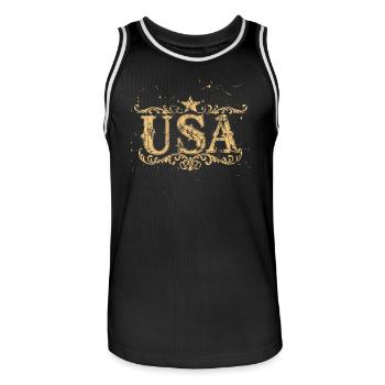 Patriotique États-Unis Vintage Rétro Ornements - Maillot de basket Homme - noir/blanc - Devant - AI Model Male 185 dark (185cm)