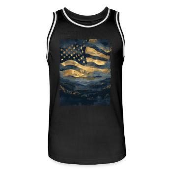 American Flag United States Woods Vintage Retro - Men's Basketball Jersey - black/white - Front - AI Model Male 185 dark (185cm)