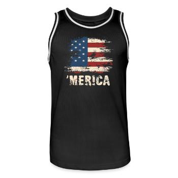 'Merica United States American Independence Day - Maillot de basket Homme - noir/blanc - Devant - AI Model Male 185 dark (185cm)