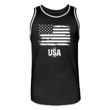Independence Day United States American Flag White - Men's Basketball Jersey - black/white - Front - AI Model Male 185 dark (185cm)