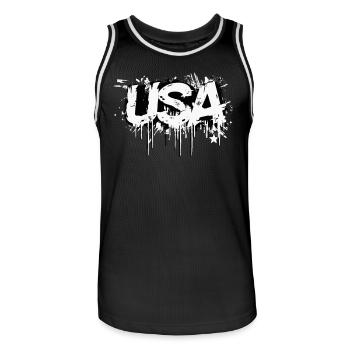 United States Graffiti American Independence Day - Men's Basketball Jersey - black/white - Front - AI Model Male 185 dark (185cm)
