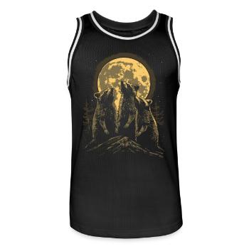3 raton laveur lune hurlante tête de raton laveur - Maillot de basket Homme - noir/blanc - Devant - AI Model Male 185 dark (185cm)