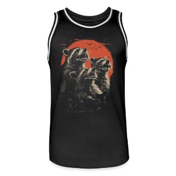 3 Raccoons Moon Funny Raccoons Graphic Design - Men's Basketball Jersey - black/white - Front - AI Model Male 185 dark (185cm)
