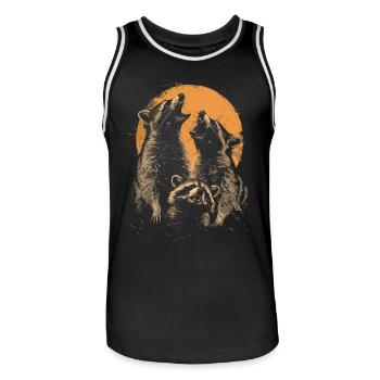 3 ratons laveurs lune hurlante tête de raton laveur drôle - Maillot de basket Homme - noir/blanc - Devant - AI Model Male 185 dark (185cm)