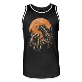 3 ratons laveurs lune hurlant mignon animal design - Maillot de basket Homme - noir/blanc - Devant - AI Model Male 185 dark (185cm)