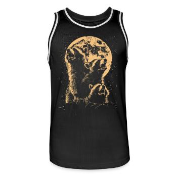 3 raton laveur lune hurlant tête de raton laveur humour - Maillot de basket Homme - noir/blanc - Devant - AI Model Male 185 dark (185cm)