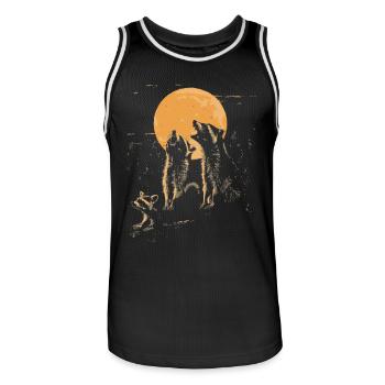 3 Raccoon Moon Howling Animal Art - Men's Basketball Jersey - black/white - Front - AI Model Male 185 dark (185cm)