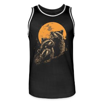 3 raton laveur lune hurlant tête de raton laveur cool - Maillot de basket Homme - noir/blanc - Devant - AI Model Male 185 dark (185cm)