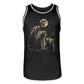 3 Raccoons Moon Howling Funny Illustration - Men's Basketball Jersey - black/white - Front - AI Model Male 185 dark (185cm)