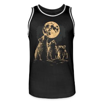 3 raton laveur lune hurlant mignon tête de raton laveur - Maillot de basket Homme - noir/blanc - Devant - AI Model Male 185 dark (185cm)