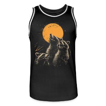 3 Raccoons Moon Howling Funny Raccoons - Men's Basketball Jersey - black/white - Front - AI Model Male 185 dark (185cm)