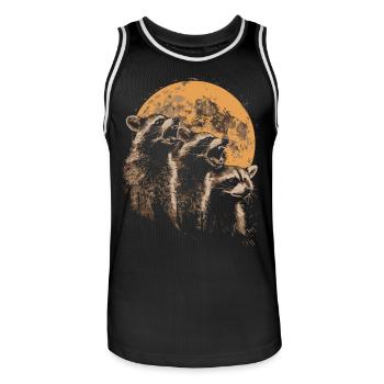 3 Raccoon Moon Howling Funny Raccoon Art - Men's Basketball Jersey - black/white - Front - AI Model Male 185 dark (185cm)