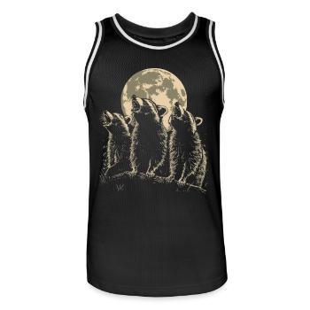 3 raton laveur lune hurlant raton laveur mignon - Maillot de basket Homme - noir/blanc - Devant - AI Model Male 185 dark (185cm)