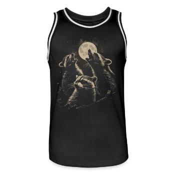 3 Raccoons Moon Howling Funny Animal Art - Men's Basketball Jersey - black/white - Front - AI Model Male 185 dark (185cm)